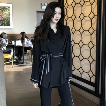 Female Shirt Designed 2019 New Fashion Sashed Black Blouse Spring Retro Stitching Long Loose Shirt Trendy Streetwear Women Tops
Female Shirt Designed 2019 New Fashion Sashed Black Blouse Spring Retro Stitching Long Loose Shirt Trendy Streetwear Women Tops