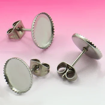 Blank Stainless Steel Stud Earrings with Ear Stopper Backs Bases 10mm Round Bezel Cabochon stud Earrings post Settings Findings
Blank Stainless Steel Stud Earrings with Ear Stopper Backs Bases 10mm Round Bezel Cabochon stud Earrings post Settings Findings