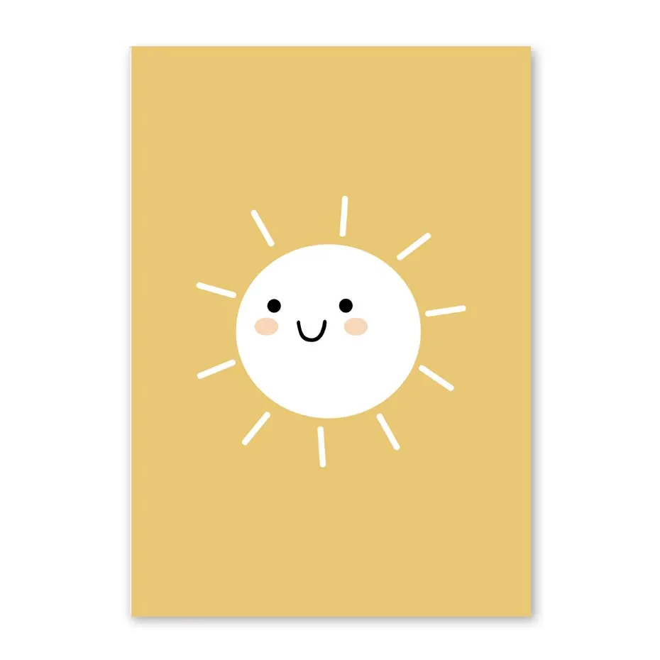 Smile Face Sun Moon Nordic Poster Wall Art Canvas Painting Cartoon Posters And Prints Wall Pictures For Bedroom Kid Room Deco (1)