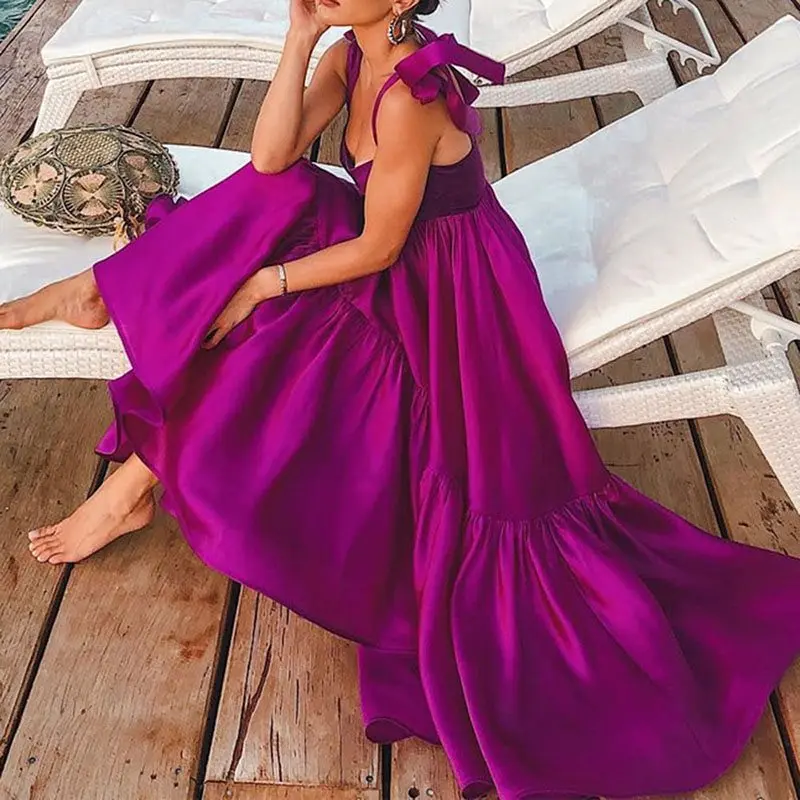 Purple Sexy Spaghetti Strap Dress Women Party Summer Holiday Plus Size Fashion A Line Vintage Pleated Ruffles Midi Dress Ladies
Purple Sexy Spaghetti Strap Dress Women Party Summer Holiday Plus Size Fashion A Line Vintage Pleated Ruffles Midi Dress Ladies