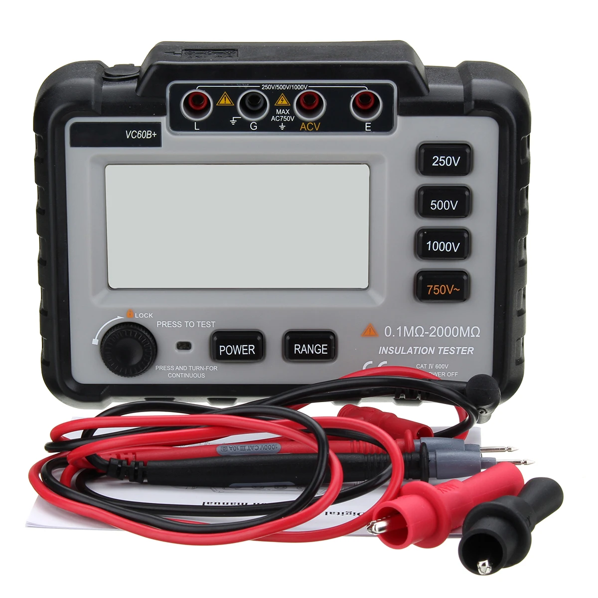 WinsPEAK VC60B+ Digital Insulation Resistance Tester Earth Ground Meters Megger Megohmmeter Portable Volt Voltmeter Multimeter
WinsPEAK VC60B+ Digital Insulation Resistance Tester Earth Ground Meters Megger Megohmmeter Portable Volt Voltmeter Multimeter