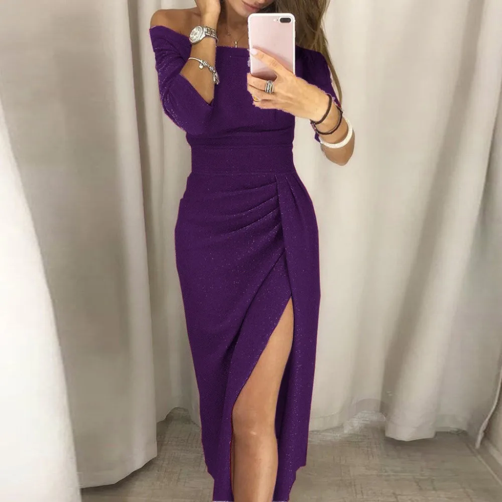 2018 Autumn Winter Women Sexy Dress Off The Shoulder High Slit Bodycon Long Dress Long Sleeve Party Dress For Girls Gifts &10
2018 Autumn Winter Women Sexy Dress Off The Shoulder High Slit Bodycon Long Dress Long Sleeve Party Dress For Girls Gifts &10