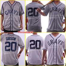 

Throwback Jersey Men's Grays 20 Josh GIBSON Baseball Jersey Homestead Negro League Button Down Grey White Size S-3XL