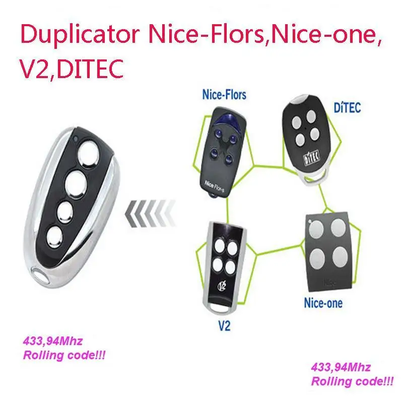 copy duplicator remote V2 PHOENIX 2 DITEC GOL4 BIXLG4 BIXLS2 BIXLP2 433.92 MHz Rolling Code remote
copy duplicator remote V2 PHOENIX 2 DITEC GOL4 BIXLG4 BIXLS2 BIXLP2 433.92 MHz Rolling Code remote
