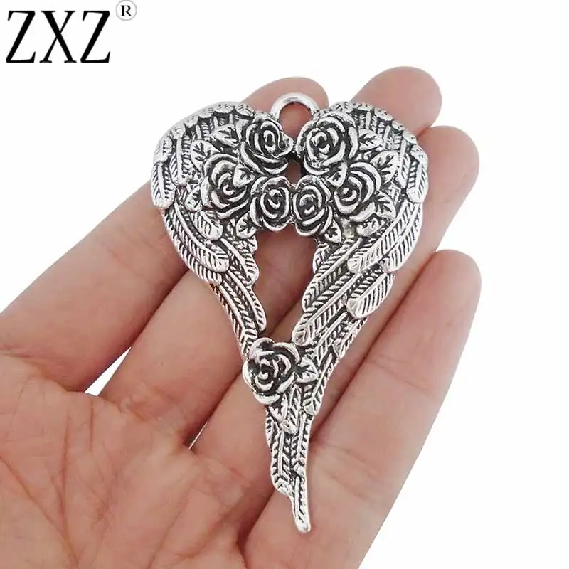 ZXZ 2pcs Antique Silver Tone Large Rose Angel Wings Feather Charms Pendants for Necklace Jewelry Making Findings 69x46mm
ZXZ 2pcs Antique Silver Tone Large Rose Angel Wings Feather Charms Pendants for Necklace Jewelry Making Findings 69x46mm