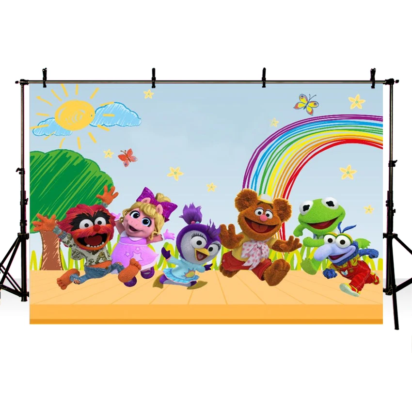 Photography Backdrop Vinyl Birthday Photobooth Rainbow Clouds Sky Pastel Muppet Babies Decorations Children Custom Background
Photography Backdrop Vinyl Birthday Photobooth Rainbow Clouds Sky Pastel Muppet Babies Decorations Children Custom Background