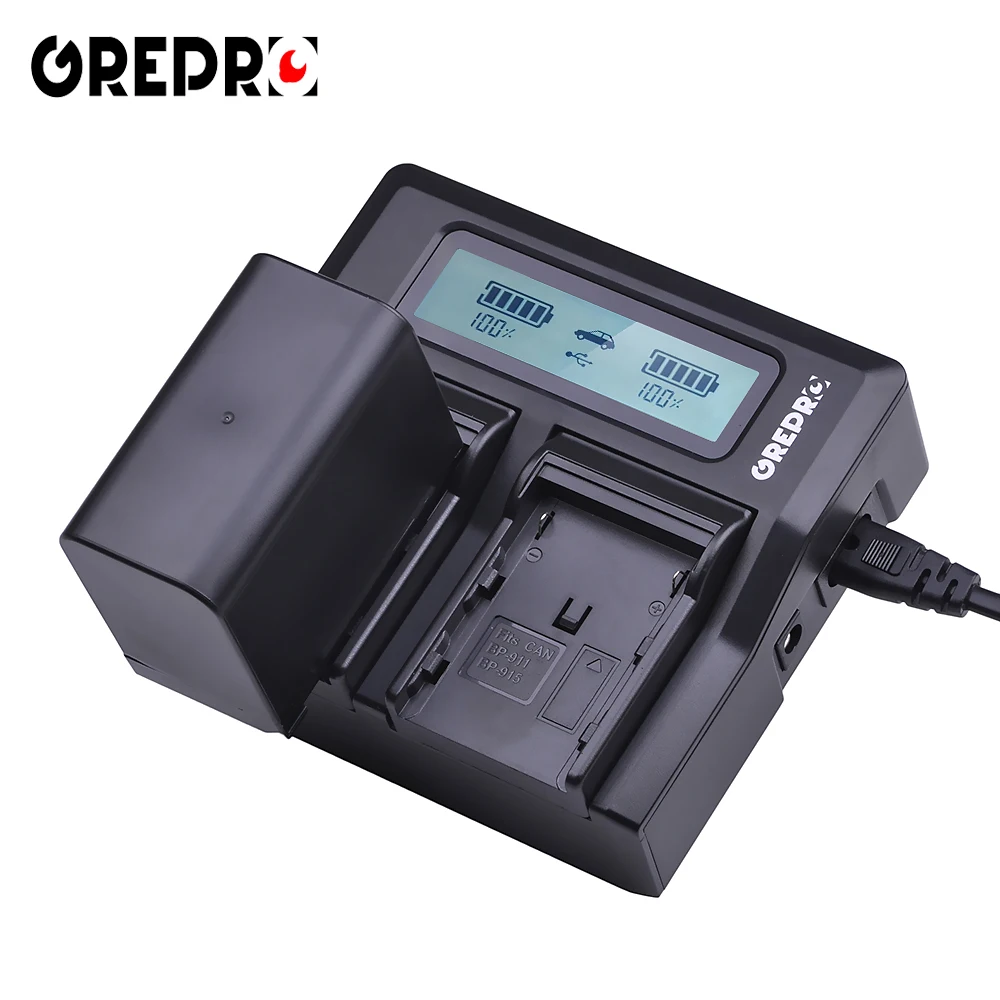 GREPRO Ultra Fast LCD Dual Battery Charger for Canon BP-911,BP-970G, BP-914/915, BP-924, BP-927, BP-930/930E/930R, BP-941,BP-945
GREPRO Ultra Fast LCD Dual Battery Charger for Canon BP-911,BP-970G, BP-914/915, BP-924, BP-927, BP-930/930E/930R, BP-941,BP-945