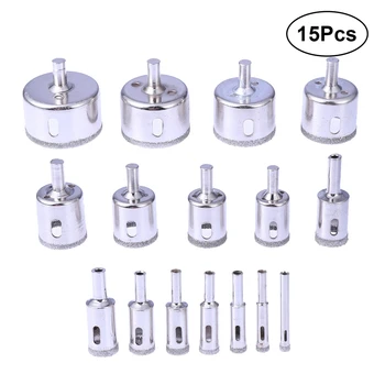 Pack of 15 Diamond Grit Drill Bit Set Cutting Hole Saw Tool for Ceramic Tile Marble Granite Glass 6mm - 15mm
Pack of 15 Diamond Grit Drill Bit Set Cutting Hole Saw Tool for Ceramic Tile Marble Granite Glass 6mm - 15mm