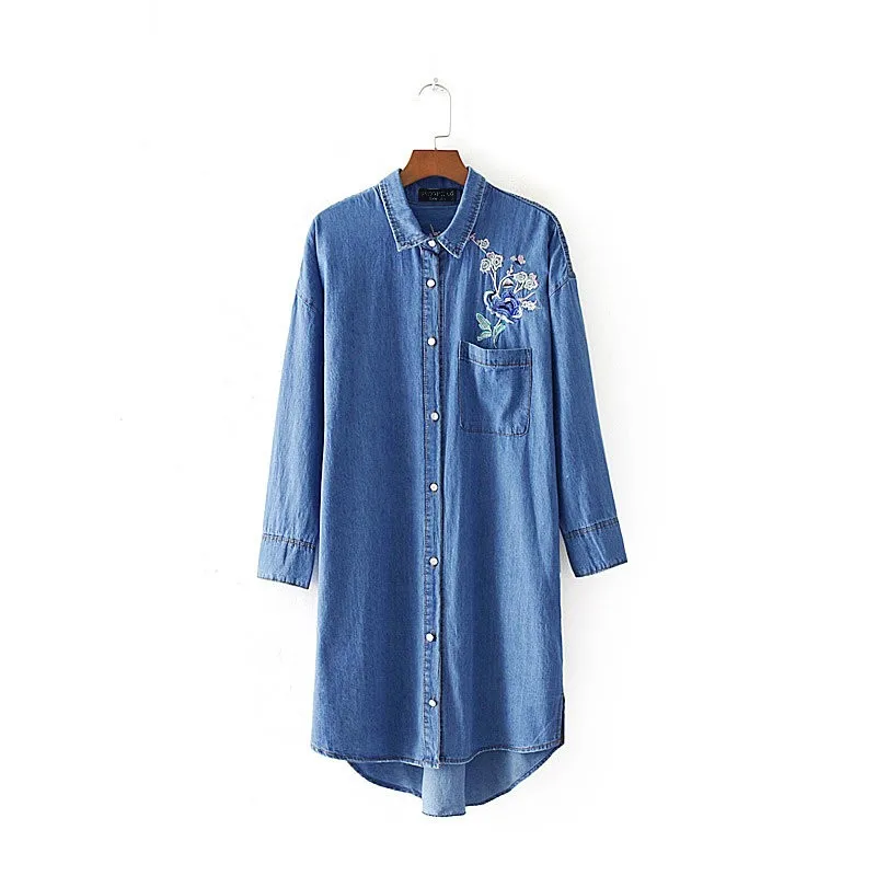 NSZ Women Denim Blouse Embroidery Long Shirt Jeans Blouse Ladies Long Top Blusa Jeans Feminina Fashion 2018 Clothes Blue
NSZ Women Denim Blouse Embroidery Long Shirt Jeans Blouse Ladies Long Top Blusa Jeans Feminina Fashion 2018 Clothes Blue