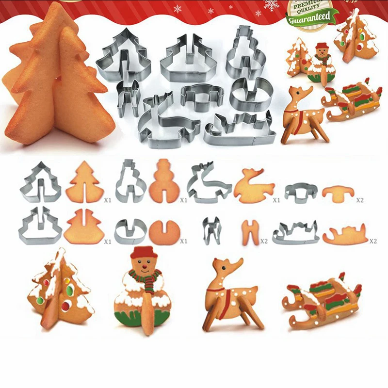 8pcs/set Cookie Cutters 3D Gingerbread House Christmas Stainess Steel Fondant Cake Mould Biscuit Mold Baking Tools 
8pcs/set Cookie Cutters 3D Gingerbread House Christmas Stainess Steel Fondant Cake Mould Biscuit Mold Baking Tools