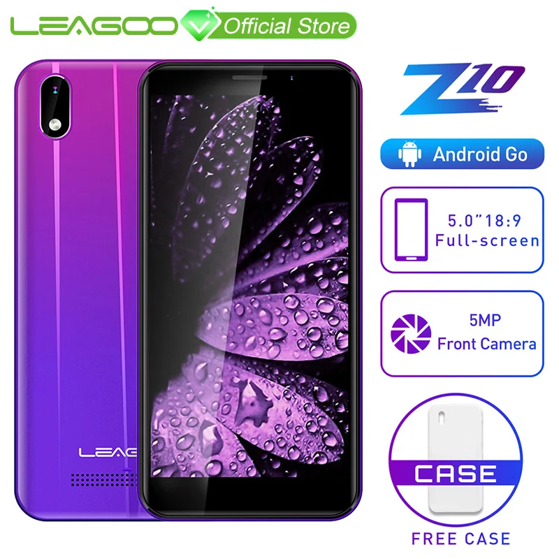 

LEAGOO Z10 Android Mobile Phone 5.0" 18:9 Full Screen 1GB RAM 8GB ROM MT6580 Quad Core 2000mAh 5MP Camera Dual SIM 3G Smartphone