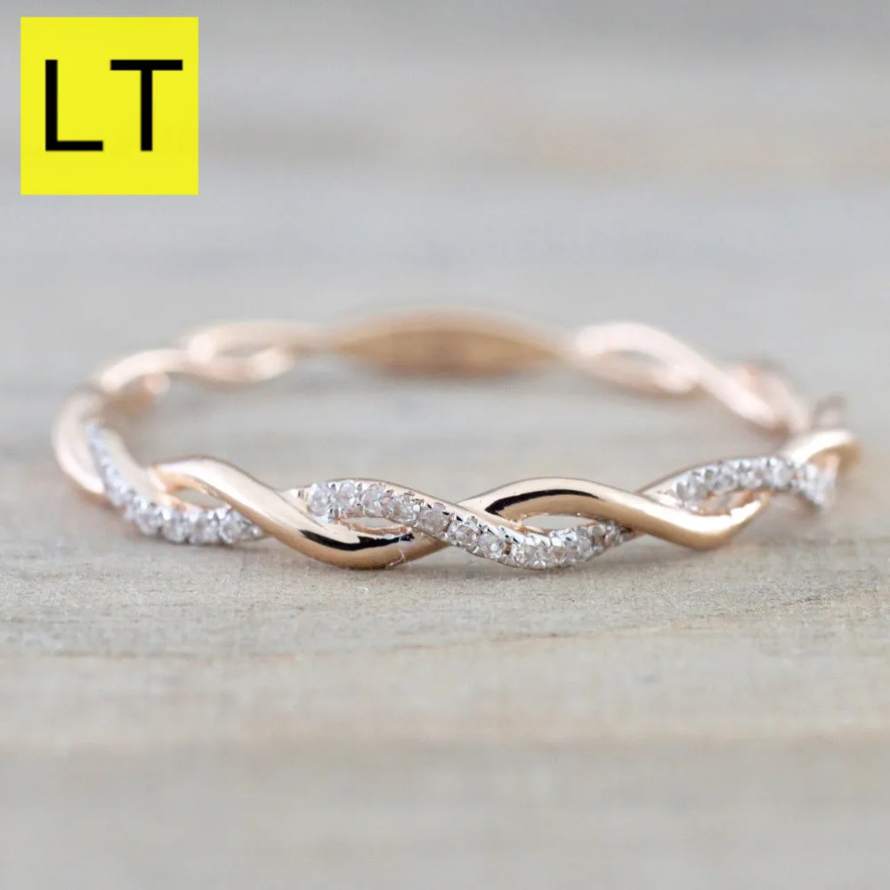 Thin Rose Gold Color Twist Rope Zircon Round Rings For Women Silver Rhinestone Elegant Ring Girls Party Wedding Jewelry Q-093
Thin Rose Gold Color Twist Rope Zircon Round Rings For Women Silver Rhinestone Elegant Ring Girls Party Wedding Jewelry Q-093