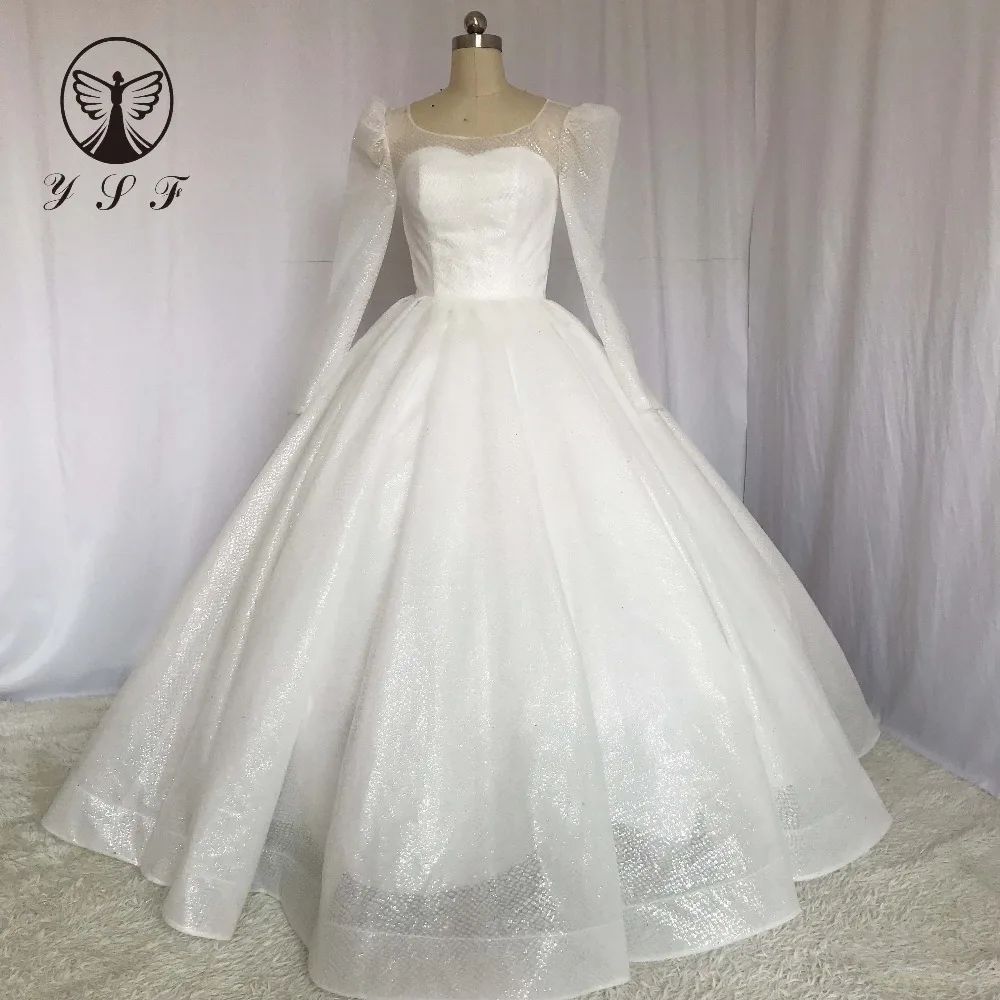 Simple but Elegant O Neck Puffy Long Sleeve Ball Gown Princess Floor Length Wedding Gown 2018
Simple but Elegant O Neck Puffy Long Sleeve Ball Gown Princess Floor Length Wedding Gown 2018
