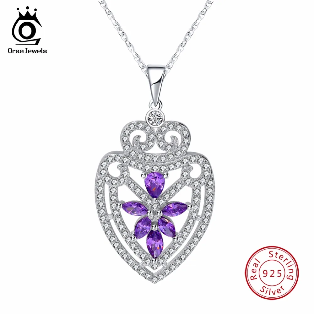 ORSA JEWELS Silver Sterling Solid Necklace&Pendant Water Drop Shape With Chain Purple CZ Shiny Party Jewelry SN59 
ORSA JEWELS Silver Sterling Solid Necklace&Pendant Water Drop Shape With Chain Purple CZ Shiny Party Jewelry SN59