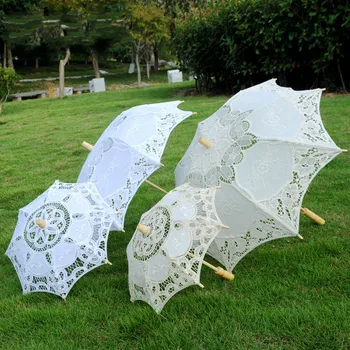 Womens Wedding Bridal Parasol Umbrella Hollow Out Embroidery Lace Solid White Color Romantic Photo Props with Wood Handle 8 Ribs
Womens Wedding Bridal Parasol Umbrella Hollow Out Embroidery Lace Solid White Color Romantic Photo Props with Wood Handle 8 Ribs