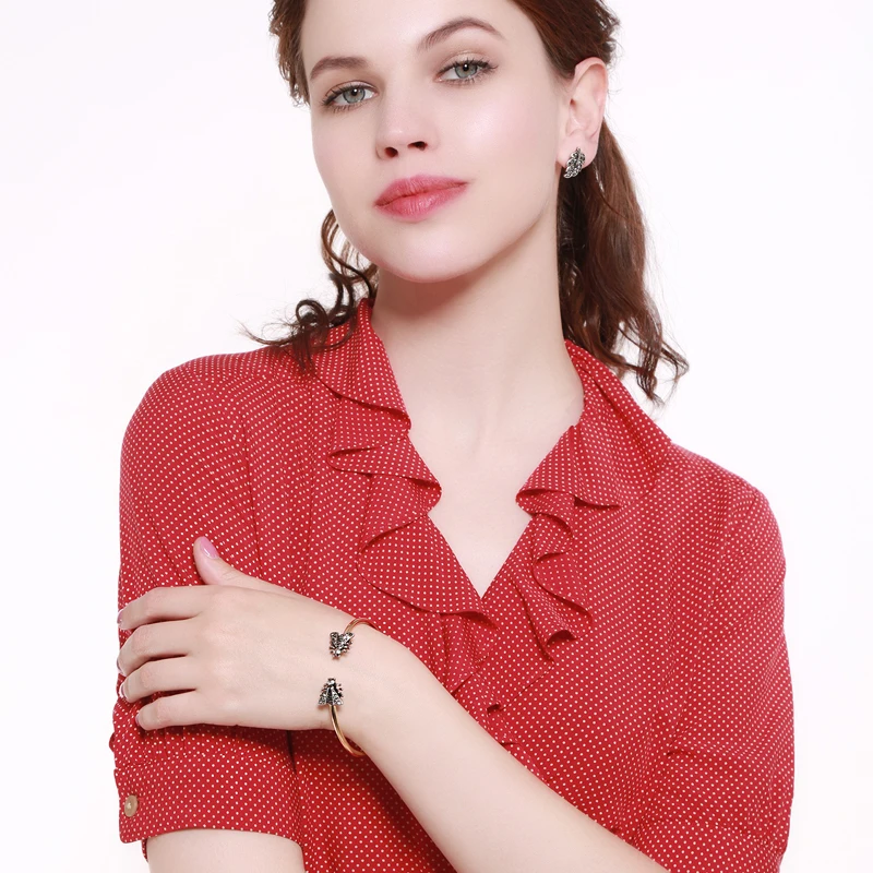 Fashion Simple Vintage Gold Color Crystal Bangle Three Colors Butterfly Open Cuff Bracelet For Women Jewelry | Украшения и