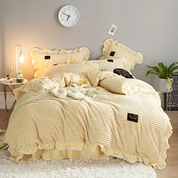 4Pcs AB side double faced pile luxury bedding sets queen king size duvet cover set bed skirt set pillowcase bedclothes
4Pcs AB side double faced pile luxury bedding sets queen king size duvet cover set bed skirt set pillowcase bedclothes