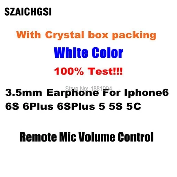 SZAICHGSI wholesale 100pcs White Earphone With Remote & Mic For apple IPhone 6 6 Plus 6s plus 5S 5 in crystal retail box package
SZAICHGSI wholesale 100pcs White Earphone With Remote & Mic For apple IPhone 6 6 Plus 6s plus 5S 5 in crystal retail box package