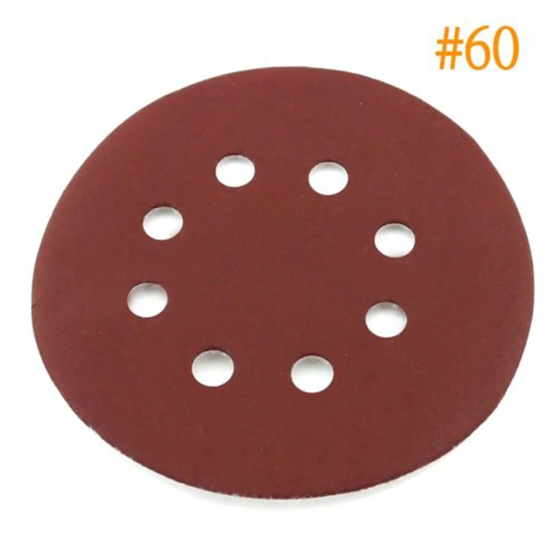 30pcs 5" 60/180/320/600/800/1500 Grit Sandpaper Sanding Sheet Disc Polishing Tool 8 Hole