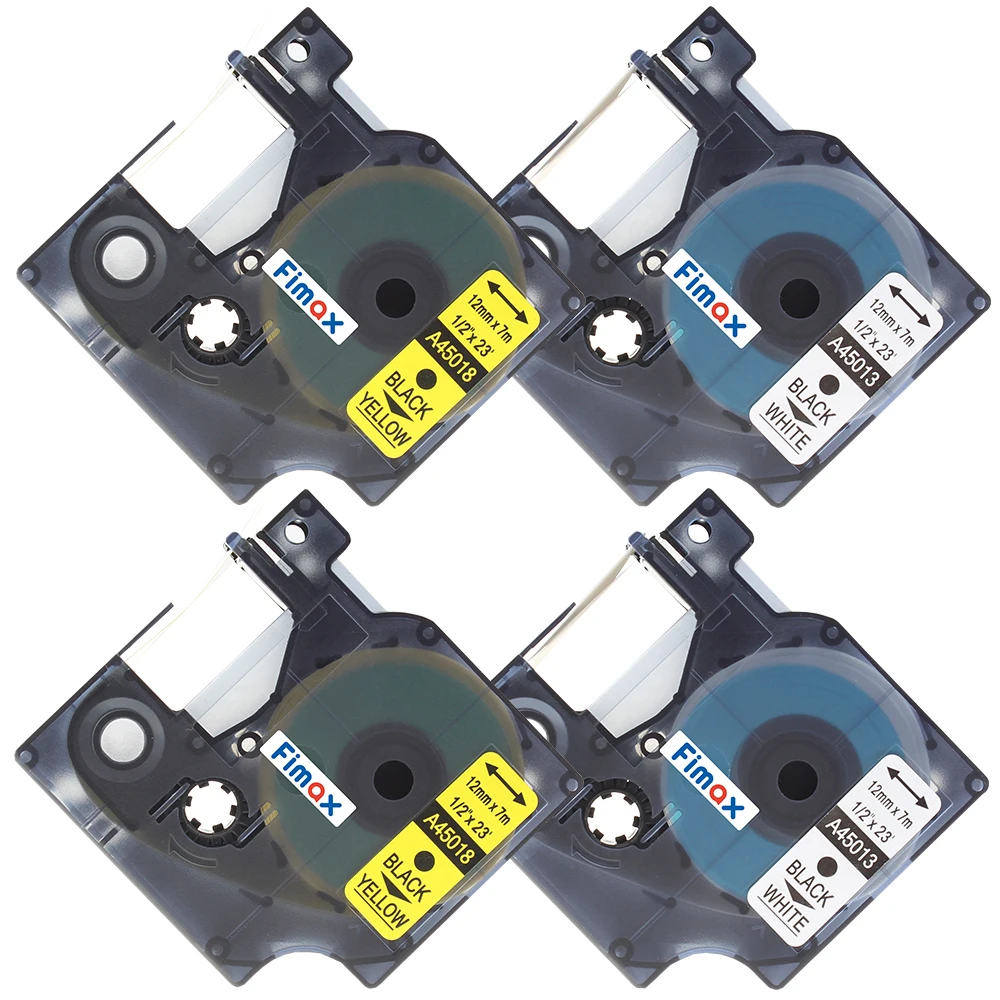 Fimax 4 шт. 45013 45018 12 мм серии DYMO D1 совместимый с ленточный принтер для печати Этикеток