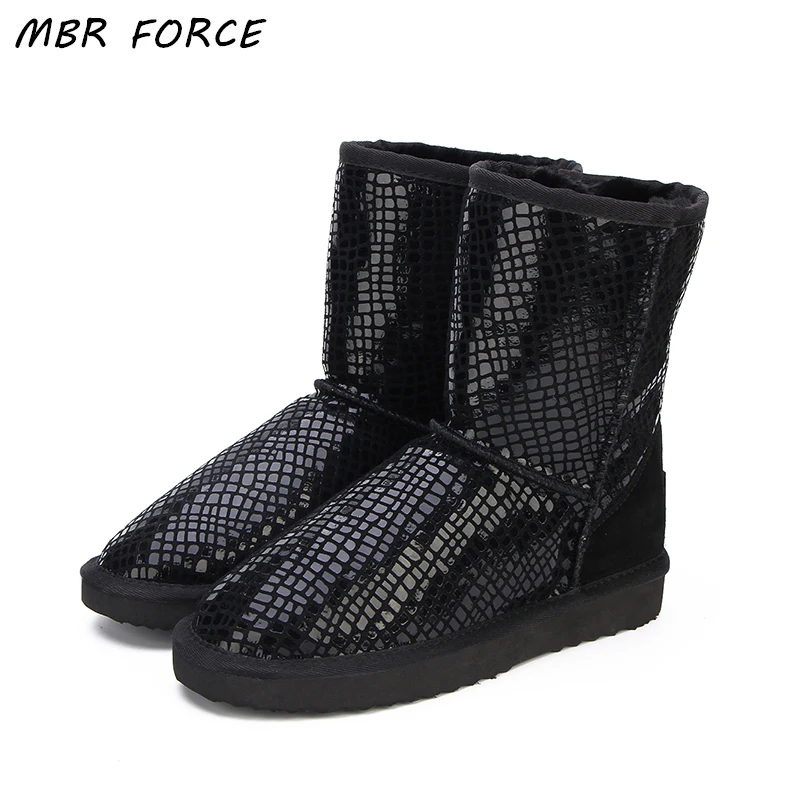 

MBR FORCE Australia Classic Hot Sale Fashion Genuine Cowhide Leather Snow Boots Winter Fur Waterproof Women Shoes Botas Mujer