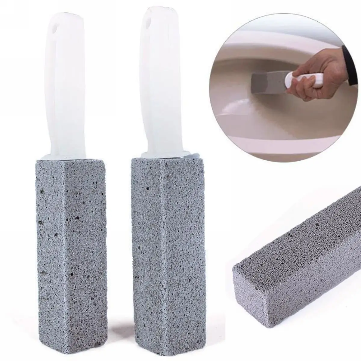 1/2pcs Portable Pumice Stone Water Toilet Bowl Cleaner Brush Wand Tile Sinks Bathtubs 360 Degrees Cleaning Tool 2019 new