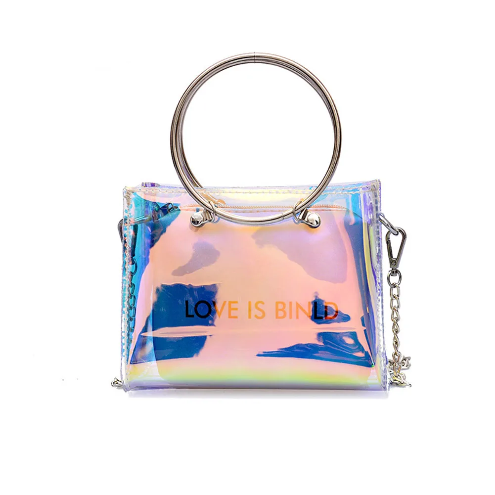 Fashion Laser Transparent handbags Women chain Messenger Bag 2018 summer Mini Beach Bag Holographic Jelly Handbag 2Pcs set
Fashion Laser Transparent handbags Women chain Messenger Bag 2018 summer Mini Beach Bag Holographic Jelly Handbag 2Pcs set