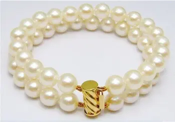 7.5''FLAWLESS WHITE AAA GORGEOUS SUPERB 9-10MM JAPANESE AKOYA WHITE PEARL 2 STRAND BRACELET 
7.5''FLAWLESS WHITE AAA GORGEOUS SUPERB 9-10MM JAPANESE AKOYA WHITE PEARL 2 STRAND BRACELET