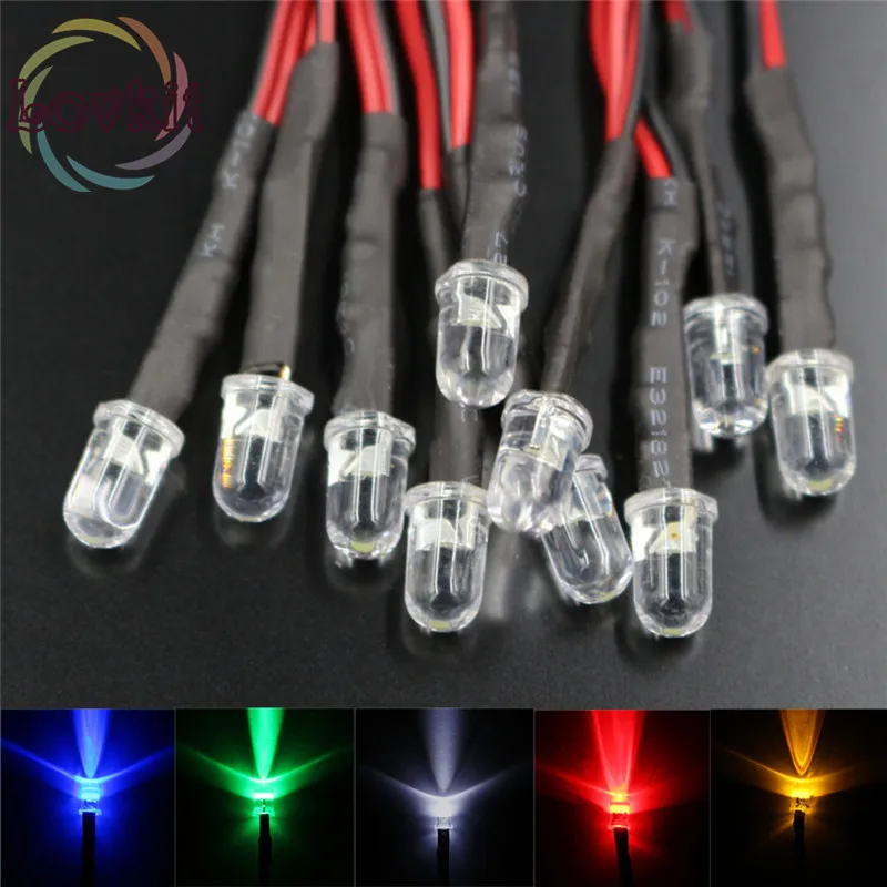 50pcs 5MM Round Pre-Wired Resistor 12V LED 10X Each color White Red Blue Green Yellow Emitting Diodes 20 CM Light DIY Hot SALE
50pcs 5MM Round Pre-Wired Resistor 12V LED 10X Each color White Red Blue Green Yellow Emitting Diodes 20 CM Light DIY Hot SALE