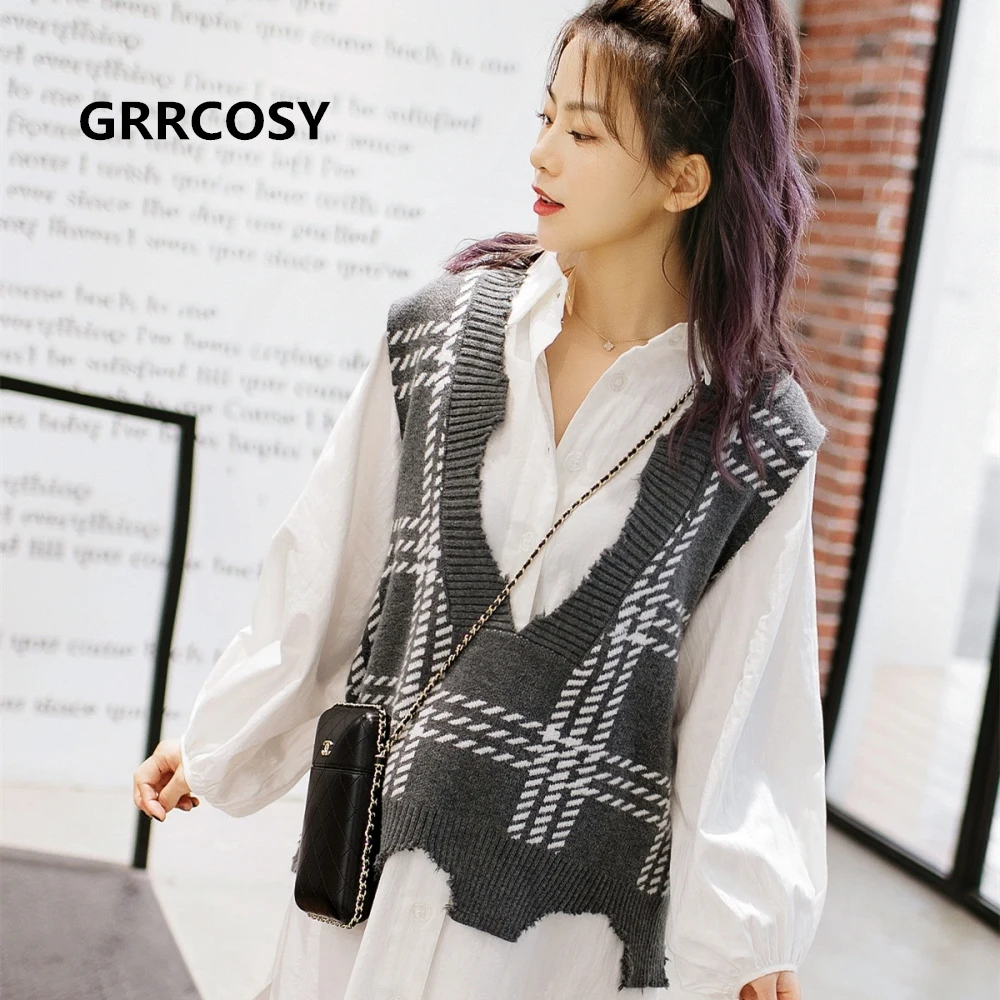 GRRCOSY Maternity Knit Vests Coat Gray Fashion Loose V-neck Sleeveless Sweater New Spring Autumn Women Mummy Clothing | Мать и ребенок
