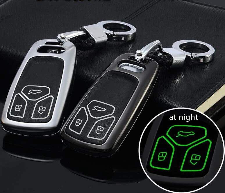 Car Galvanized Alloy+TPU Key Cover Shell Case For Audi New Q7 TT A4 B9 A7 TDI Quattro TTS Sline Smart Keyless Accessories | Автомобили и