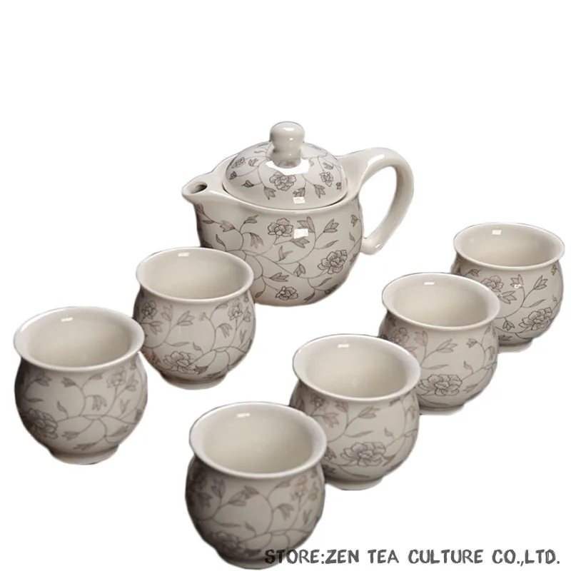 7Pcs/lot Chinese Peony Dragon Household Tea Set 1 Teapot 6 Tea Cup Blue and White Porcelain Kung Fu Tea Set Ceramic Tea Pot Cup
7Pcs/lot Chinese Peony Dragon Household Tea Set 1 Teapot 6 Tea Cup Blue and White Porcelain Kung Fu Tea Set Ceramic Tea Pot Cup