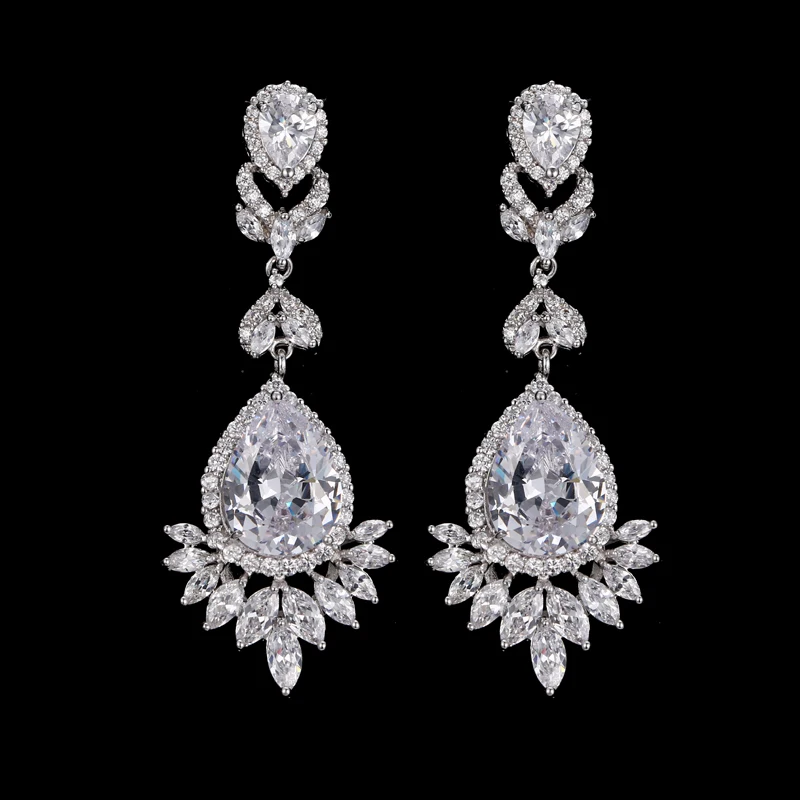 Hot Sale Fashion Shinny Cubic Zirconia Water Drop Bride Earring Brincos White Gold Color Flower Drop Earring Party Jewelry E-115
Hot Sale Fashion Shinny Cubic Zirconia Water Drop Bride Earring Brincos White Gold Color Flower Drop Earring Party Jewelry E-115