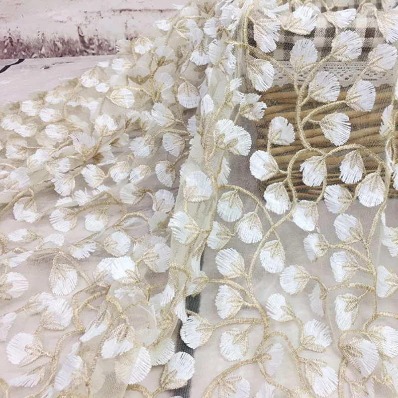 DIY Wedding French Lace Fabric African Sewing Tulle Guipure Lace Fabric 3D Gold Thread Embroidery Clothing lace Fabric 1yard
DIY Wedding French Lace Fabric African Sewing Tulle Guipure Lace Fabric 3D Gold Thread Embroidery Clothing lace Fabric 1yard