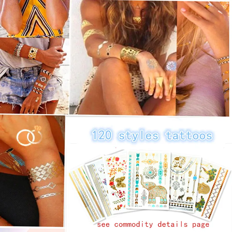 Temporary golden silver tattoos stickers jewelry personality tattoos flash tattoo paste makeup girls waterproof fake body tattoo
Temporary golden silver tattoos stickers jewelry personality tattoos flash tattoo paste makeup girls waterproof fake body tattoo