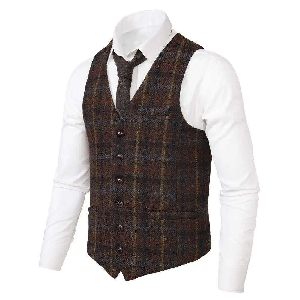 VOBOOM Twill Waistcoat Men Suit Vest Woolen Tweed Windowpane Male Classic Fit Vests Wedding Business Casual Fits 008
VOBOOM Twill Waistcoat Men Suit Vest Woolen Tweed Windowpane Male Classic Fit Vests Wedding Business Casual Fits 008