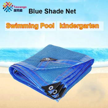 Tewango Custom Size Blue Sun Shelter Mesh HDPE Shade Net Outdoor Water Park Swimming Pool Shade Netting With Reinforcing Edge