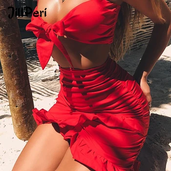 JillPeri New Women Bow Tie Crop Top and Skirt 2 piece Set Ruffle Short Mini Solid Sexy Daily Holiday Beach Wear Two Piece Outfit
JillPeri New Women Bow Tie Crop Top and Skirt 2 piece Set Ruffle Short Mini Solid Sexy Daily Holiday Beach Wear Two Piece Outfit