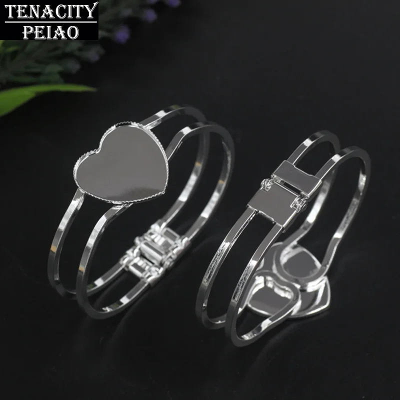 Tenacity Peiao 25mm Silver Plated Heart Bangle Base Bracelet Blank Findings Tray Bezel Setting Cabochon Cameo jewelry making
Tenacity Peiao 25mm Silver Plated Heart Bangle Base Bracelet Blank Findings Tray Bezel Setting Cabochon Cameo jewelry making