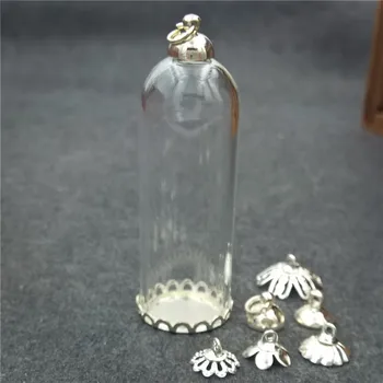 20sets 50x18mm glass tube silver color lace base beads cap glass vial pendant bottle dome jewelry findings
20sets 50x18mm glass tube silver color lace base beads cap glass vial pendant bottle dome jewelry findings