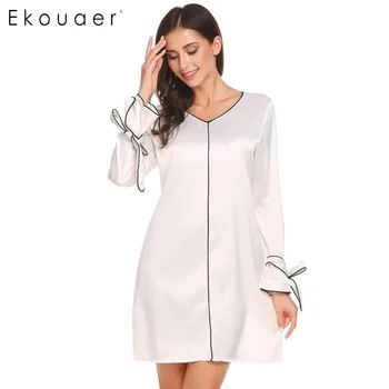 Ekouaer Nightgown Casual Women V-Neck Nighties Sleepwear Dress With Belt Long Sleeve Nightwear Nightdress Female Sleepshirt
Ekouaer Nightgown Casual Women V-Neck Nighties Sleepwear Dress With Belt Long Sleeve Nightwear Nightdress Female Sleepshirt