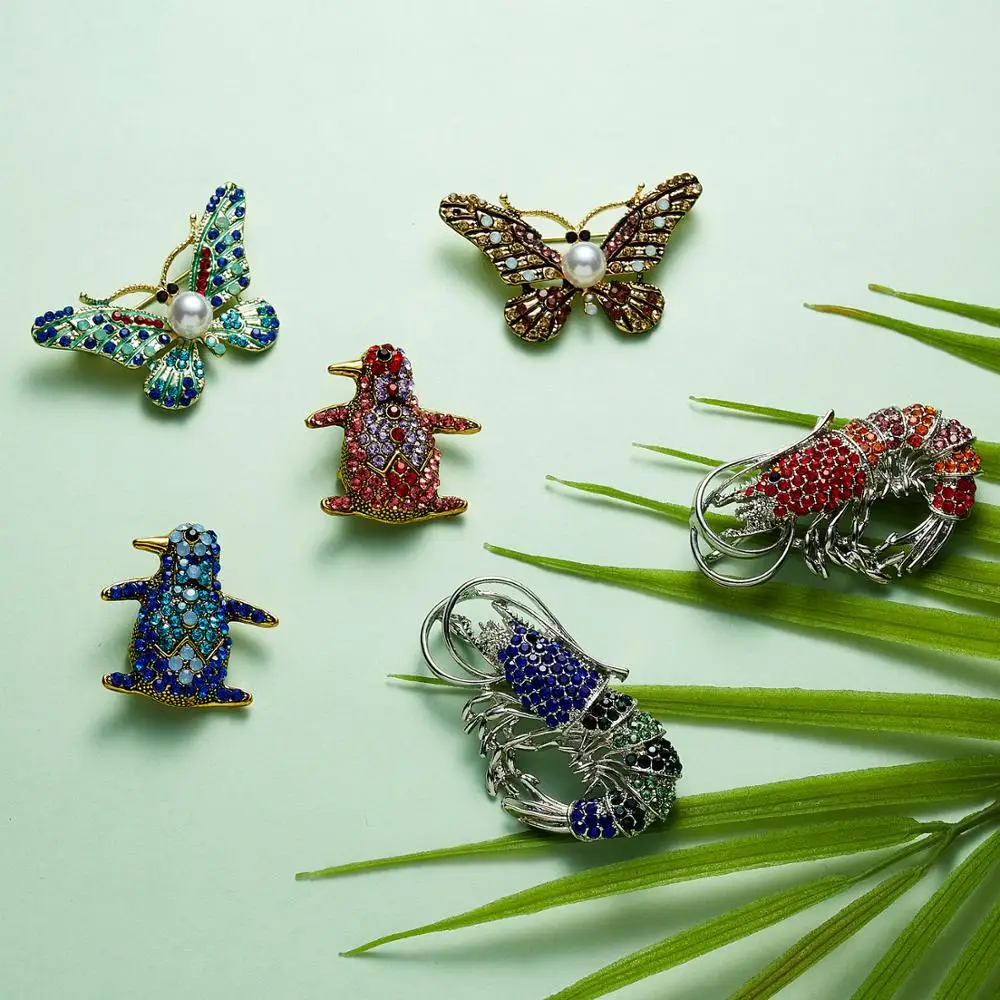Rinhoo 1PC 2 Colors Cute Penguin Butterfly Lobster Shape Crystal Rhinestone Brooch Accessories Gift For Women Fashion Jewelry
Rinhoo 1PC 2 Colors Cute Penguin Butterfly Lobster Shape Crystal Rhinestone Brooch Accessories Gift For Women Fashion Jewelry