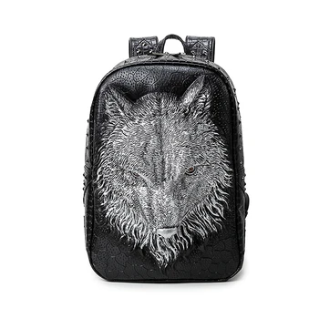 Punk Personality Rivet PU Should Bags 3D Wolf Backpack Women and Men Black Leather Backpacks Travel Casual Loptop Camera Bags
Punk Personality Rivet PU Should Bags 3D Wolf Backpack Women and Men Black Leather Backpacks Travel Casual Loptop Camera Bags