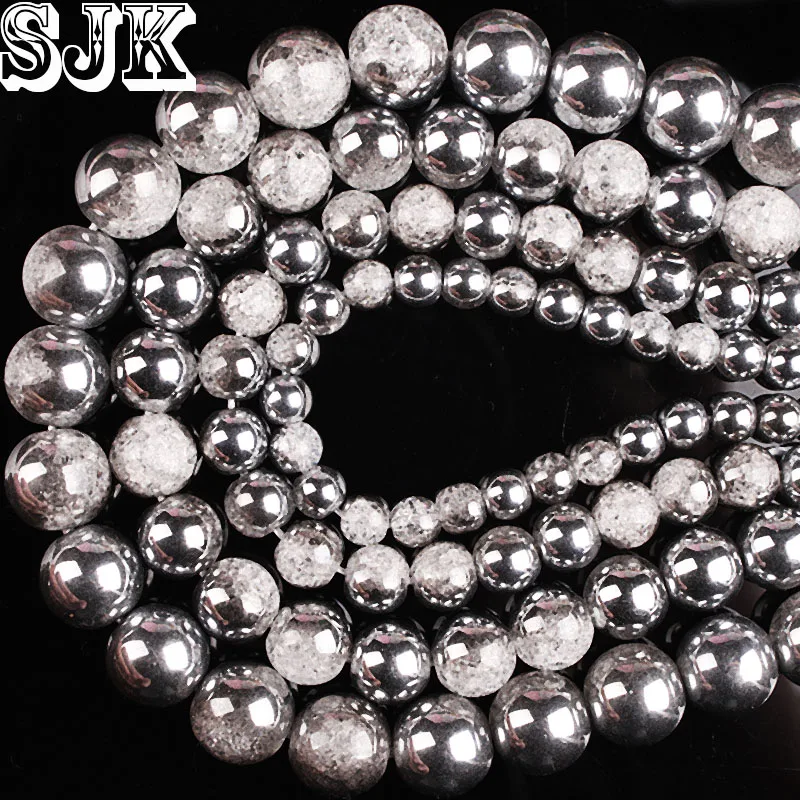 Natural Stone Beads Half Face Plated Silvery White Snow Cracked Crystal 6 8 10 12MM DIY Manual For Jewelry Making Accessories
Natural Stone Beads Half Face Plated Silvery White Snow Cracked Crystal 6 8 10 12MM DIY Manual For Jewelry Making Accessories