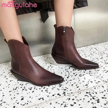 Masgulahe 2019 new arrival genuine leather shoes woman ankle boots zip pointed toe autumn boots fashion wedges shoes woman black
Masgulahe 2019 new arrival genuine leather shoes woman ankle boots zip pointed toe autumn boots fashion wedges shoes woman black