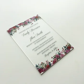 50 Pieces Per Lot Unique Floral Watercolor 5x7inch Frosted Acrylic Wedding Invitation Card
50 Pieces Per Lot Unique Floral Watercolor 5x7inch Frosted Acrylic Wedding Invitation Card