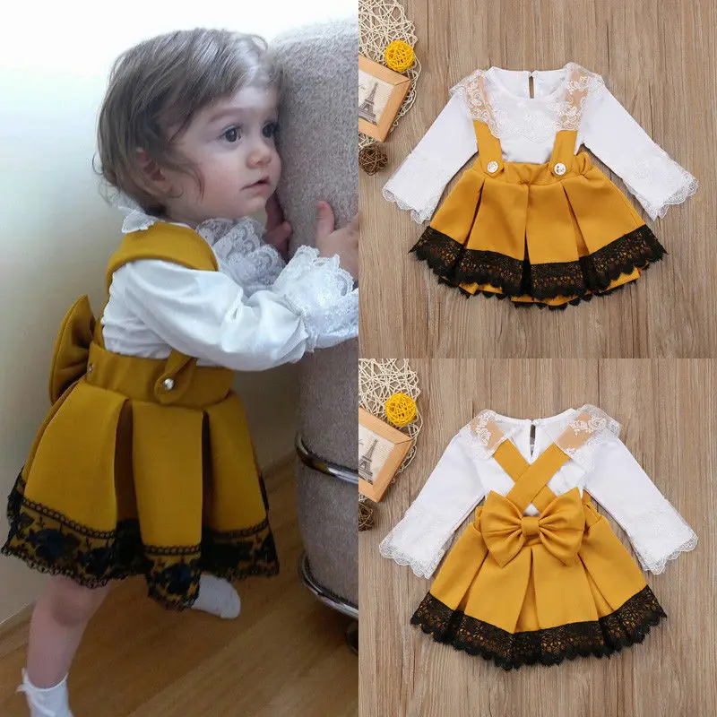 2019 Kid Baby Girls Autumn Fall Clothes Lace Cotton Clothing Set Long Sleeve Jumpsuit Bodysuit Party Bow Skirt 2pcs Outfit 0-24M
2019 Kid Baby Girls Autumn Fall Clothes Lace Cotton Clothing Set Long Sleeve Jumpsuit Bodysuit Party Bow Skirt 2pcs Outfit 0-24M