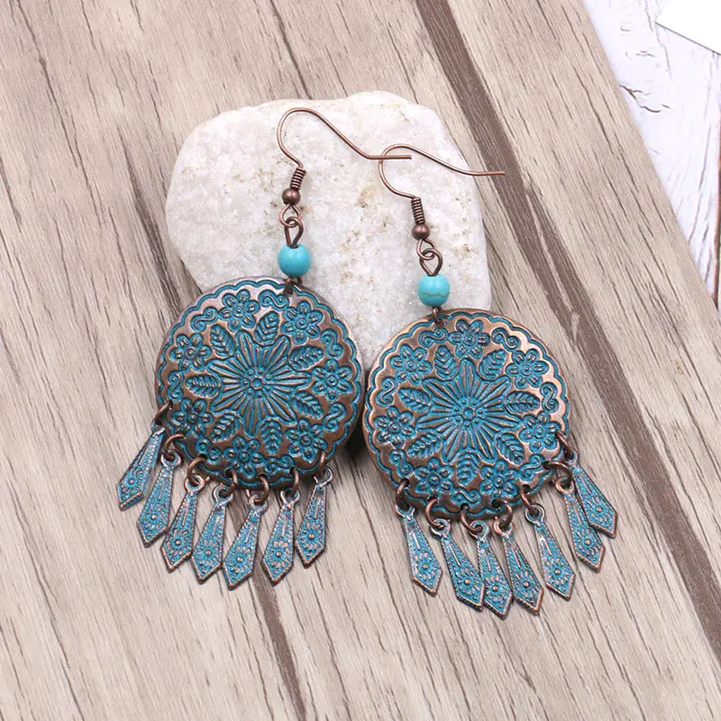 Women Retro National Style Round Pendant Large Circle Tassel Earrings Fashion Long Earrings
Women Retro National Style Round Pendant Large Circle Tassel Earrings Fashion Long Earrings