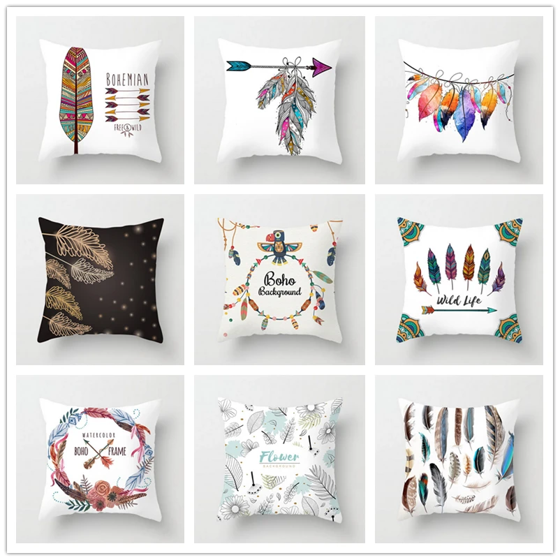 45*45cm Colorful Feather Pattern Pillow Case Square Polyester Throw Waist Pillow cover Bedroom Home Office Decorative
45*45cm Colorful Feather Pattern Pillow Case Square Polyester Throw Waist Pillow cover Bedroom Home Office Decorative