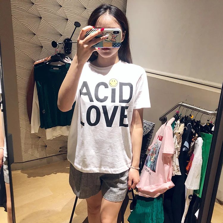 2019 Spring New Short Sleeve Loose Lovely Wind Printing Straight Tube Show Lean Women's T-shirts O-Neck Letter Shirt Women
2019 Spring New Short Sleeve Loose Lovely Wind Printing Straight Tube Show Lean Women's T-shirts O-Neck Letter Shirt Women